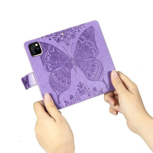 Butterfly Love Flowers Embossing Horizontal Flip Leather Case Cover for Apple iPhone 11 Pro with Holder & Card Slots & Wallet & Lanyard (Light purple) - Gadget Station