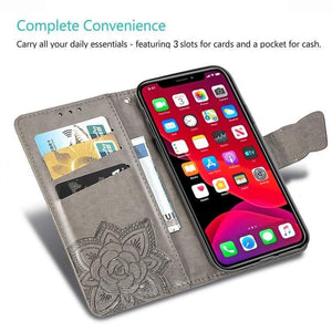 Butterfly Love Flowers Embossing Horizontal Flip Leather Case Cover for Apple iPhone 11 Pro with Holder & Card Slots & Wallet & Lanyard (Light purple) - Gadget Station