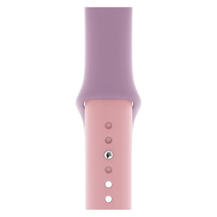 Double Colors Silicone Watch Watchband Strap Watchstrap Band for Apple Watch Series 5 & 4 44mm - 3 & 2 & 1 42mm (Purple+Light Pink) - Gadget Station