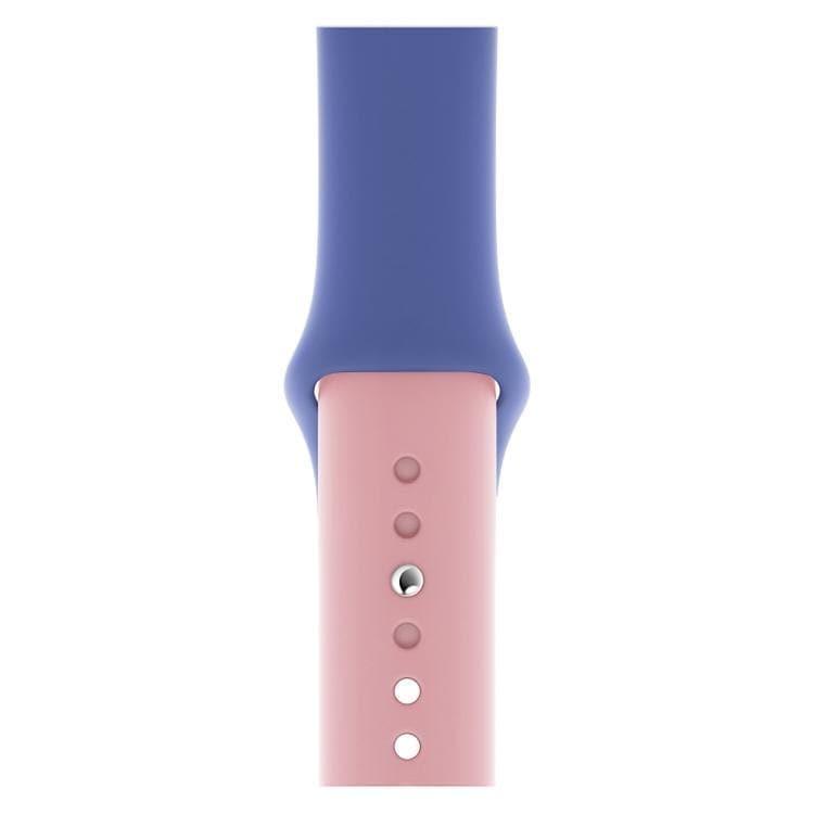 Double Colors Silicone Watch Watchband Strap Watchstrap Band for Apple Watch Series 5 & 4 40mm - 3 & 2 & 1 38mm (Light Blue+Light Pink) - Gadget Station