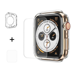 2 in 1 TPU Semi-clad Protective Shell Case Cover + 3D Full Screen PET Curved Heat Bending HD Screen Protector for Apple Watch Series 4 44mm - Gadget Station