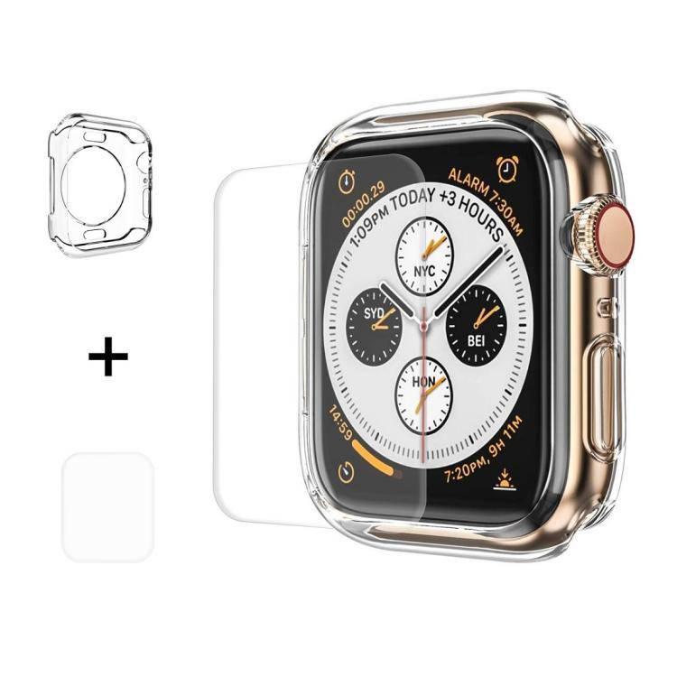 2 in 1 TPU Semi-clad Protective Shell Case Cover + 3D Full Screen PET Curved Heat Bending HD Screen Protector for Apple Watch Series 4 44mm - Gadget Station